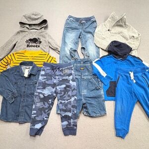 9PCS Lot OshKosh B'Gosh Roots Carter Boys 4T Blue Gray Hoodies Joggers Overalls